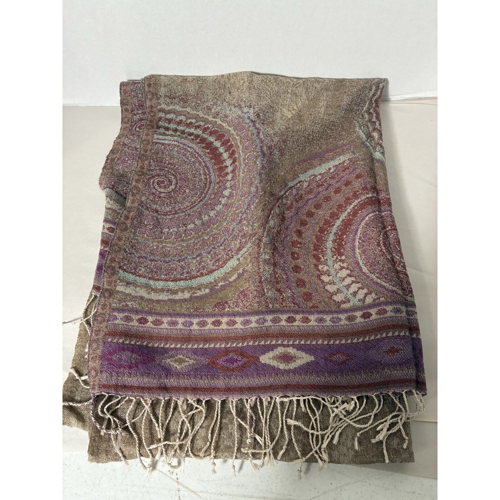 abujasons Wool Blend Paisley Scarf/ Shawl Colerful Boho